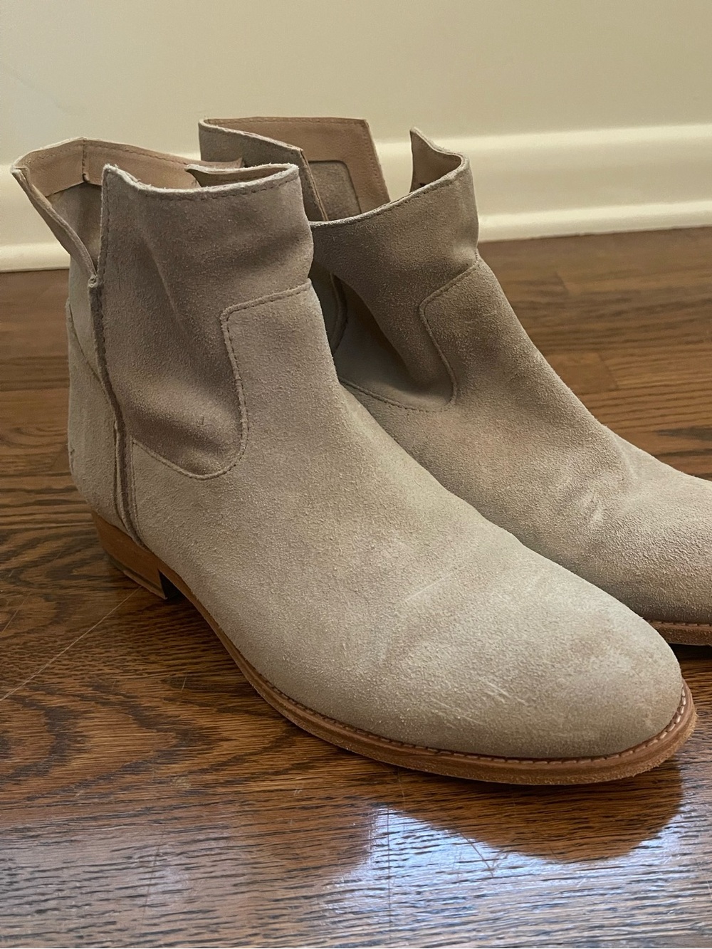Frye Women's Suede Ankle Chelsea Boots in Light Taupe